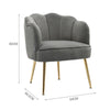 Occasional Velvet Gery Scallop Shell Back Chair Armchair Metal Legs Lounge Sofa