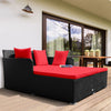 Rattan Garden Daybed Furniture Set Patio Sun Bed 2 Seater Lounger with Cushions