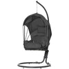 Outdoor Hanging Egg Chair with Stand, Cushion and Foldable Basket, Grey