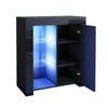Modern Sideboard Display Cabinet Cupboard High Gloss 2 Doors 3 Drawers LED