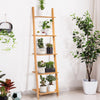5-Tier Bamboo Ladder Shelf Space-saving Wall Mount Ladder Bookcase Display Rack