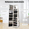 3-in-1 Jewelry Cabinet 360° Swivel Mirrored Jewelry Armoire W/ Display Shelves
