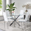 Round Tempered Glass Dining Table Morden Kitchen Table with Chromed Legs Chrome