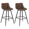 2x Barstool Breakfast stool Metal+leather Counter Bar Chair Faux Bar Stool
