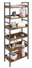 6-Tier Bookshelf Storage Shelf Stand Metal Frame Wooden Floor Brown Height 177cm