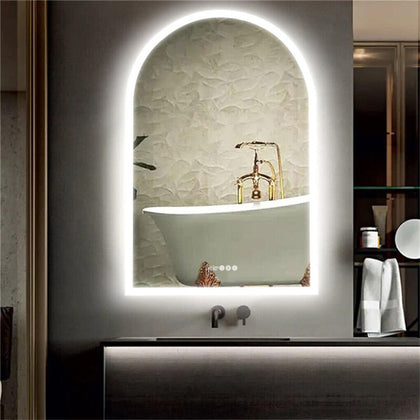 Superbright LED Bathroom Mirror Arch HD Smart Vanity Mirror Anti Fog Frameless