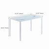 4x White Faux Leather Dining Chairs White Marble Tempered Glass Dining Table Set