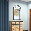 Large Window Garden Mirror Metal Arch Frame Indoor Outdoor Floral Decor UK