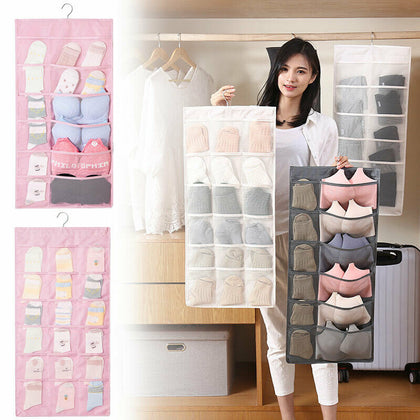 30 Pockets Mesh Hanging Bag Socks Bra Underwear Storage Wardrobe Organiser Tidy