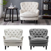 Deep Button Single Sofa Queen Anne Linen/Velvet Armchair Cuddle Chairs w/ Rivets