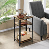 End Table Rustic Industrial End Telephone Table w/ 2-Tier Shelves for Any Rooms