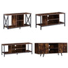 Industrial TV Unit TV Stand Cabinet With Shelf Metal Frame Living Room Wood