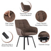 2x Brown Dining Chairs Swivel Faux Leather Padded Seat Dining room Modern