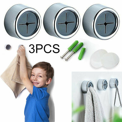 3x Push In Tea Towel Holder Grip Hook ABS Self Adhesive Rack Kitchen Cloth Clip