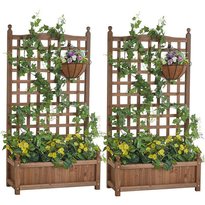 Exquisite Wooden Garden Planter Raised Bed Herb Strawberry Climbing Flower Box