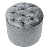 Round Pouffe Stool Seat Diamante Tufted Crushed Velvet Vanity Chair Footstool