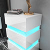 High Gloss 3 Drawers RGB LED Light Bedside Table Nightstand Cabinet Nightstand