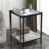 Open Sofa Coffee Side Table Tempered Glass Tabletop Snack Desk w/ Display Shelf