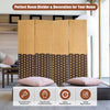 Folding 4 Panel Room Divider Hand-woven Fiber Room Partition Separator Privacy