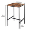 60x60cm Bar Table Metal Square Dining Table Coffee Table w/Brown Wooden Top