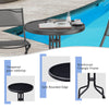 3PCS Garden Table Chairs Patio Tempered Glass Round Table Folding Chairs Outdoor