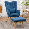 Upholstered Velvet Armchair with Footstool Accent Chair Lounge Sofa Wood Legs