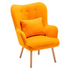 Velvet Armchair Wingback Button Chair with Footstool Matching Stool Sofa Lounge