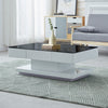 White High Gloss Coffee Table Black Glass Top Rectangular Living Room 2 Drawers