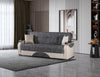 New Stylish Leon Grey Cream 3 Seater Velvet Fabric Modern Comfortable Sofa Bed.