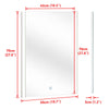 Bathroom Mirror With LED Lights 3 Color Wall Mounted Anti-fog Touch Sensor New