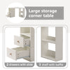 L-Shaped Corner Computer PC Desk Study Table Storage Shelf for Office Home White