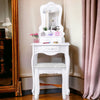 Dressing Table With Drawer Mirror & Stool Set Makeup Desk Vanity Table Bedroom