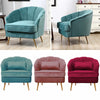 Modern Occasional Velvet Armchair Scallop Wing Back Chair with Golden Legs Sofa