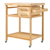 Wood Portable Kitchen Storage Cart Trolley on Wheels Bar Serving Cart Unit Home
