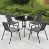 3/5 Piece Round Coffee Table & Rattan Chairs Metal Bistro Balcony Garden Outdoor