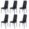 Modern Tempered Glass Black Dining Table Set with 6 Chairs Faux Leather Seat Kit