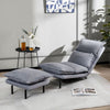 Modern Accent Chair w/Ottoman Faux Linen Fabric Lazy Sofa w/ Adjustable Backrest