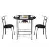 3Pcs Modern Breakfast Bar Dining Table and 2 Chairs Set Metal Frame Kitchen