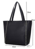 Metal Studded Black Womens Shoulder Handbag Ladies Large Tote Bag