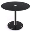 Black Tempered Glass Table Top Dining Coffee Garden SideEnd Table Desk Metal Leg