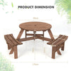 6-Person Outdoor Wooden Round Picnic Table Garden Circular Picnic Bear Table