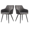 2PCS Grey Faux Leather Dining Chairs Upholstered Accent Chair Lounge Office
