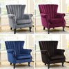 Upholstered Wing Back Chesterfield Sofa Velvet Button Tub Chair Scallop Armchair