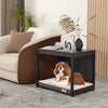 Large Wooden Dog Crate Elevated Dog Bed Pet Cat House End Table wit Soft Cushion