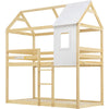 Kids Double Bunk Bed Frame Treehouse High Sleeper Solid Pine Wood 3FT 90x190cm