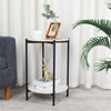 2 Tiers Round Marble Side End Table Center Table& Storage Gold/Black Metal Frame