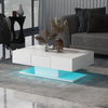 Modern Coffee Table with 2 Drawers LED High Gloss Living Room Table Furniture NS