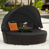 Outdoor Rattan Daybed Patio Garden Sectional Furniture Set W/ Retractable Canopy