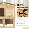 2 Floors Wood Chicken Coop Large Bunny Rabbit Cage Indoor Outdoor Pet House Ramp