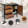 Industrial Storage Cabinet Adjustable Wooden Buffet Sideboard W/ 3 Drawers &Door